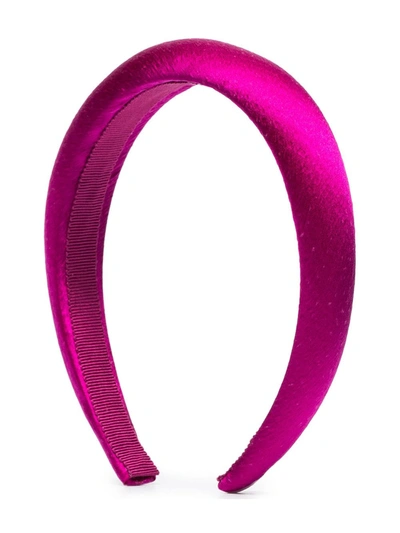 Jennifer Behr Tori Hammered Silk Satin Headband In Pink