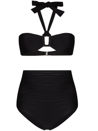 Adriana Degreas Halterneck High-waisted Bikini In Black