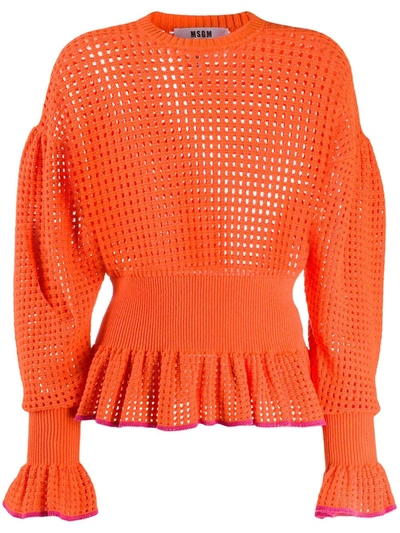 Msgm Peplum Hem Jumper In Orange