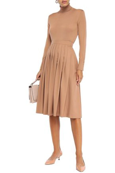 Agnona Pleated Wool And Cashmere-blend Twill Skirt In Sand