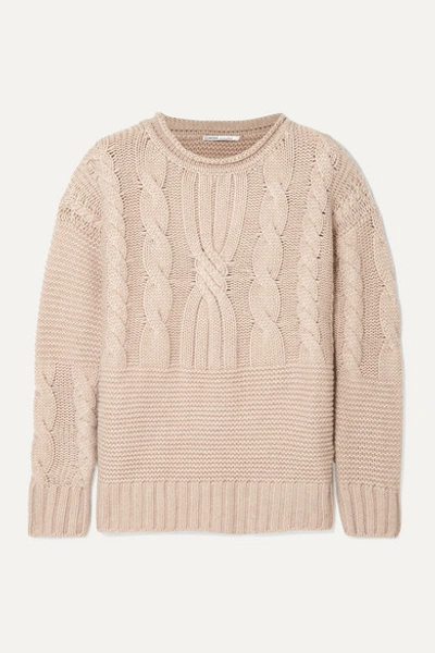 Agnona Ribbed Cable-knit Cashmere Sweater In Beige