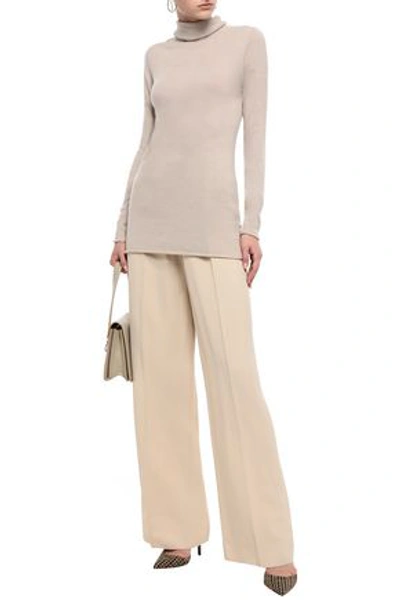 Agnona Gathered Twill Wide-leg Pants In White