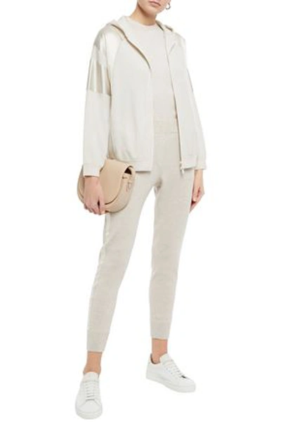 Brunello Cucinelli Satin-trimmed Cashmere Hoodie In Neutral