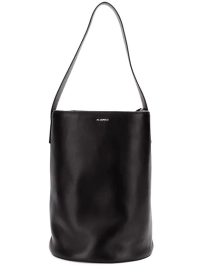 Jil Sander Pebbled-leather Bucket Bag In Black
