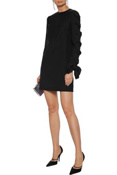 Valentino Bow-embellished Wool-cady Mini Dress In Black