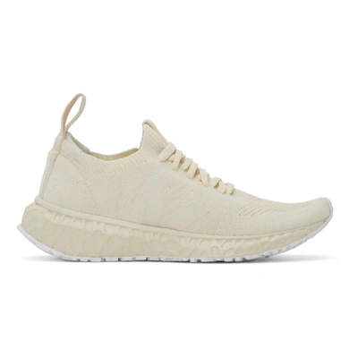 Rick Owens Veja Rubber-trimmed Stretch-knit Sneakers In 11 Milk