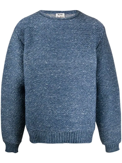 Acne Studios Oversized Mélange Knitted Sweater In Blue