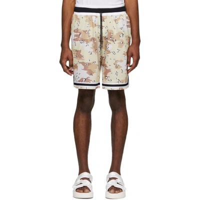 John Elliott Elasticated Camouflage-print Shorts In Brown