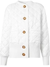 Burberry Logo Jacquard Diamond Quilted And Wool Blend Jacket In White
