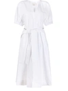 3.1 Phillip Lim Utility Belted Dress With Gathered Sleeves In White