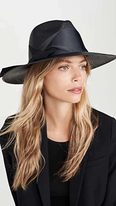Freya The Gardenia Straw Hat In Black/black