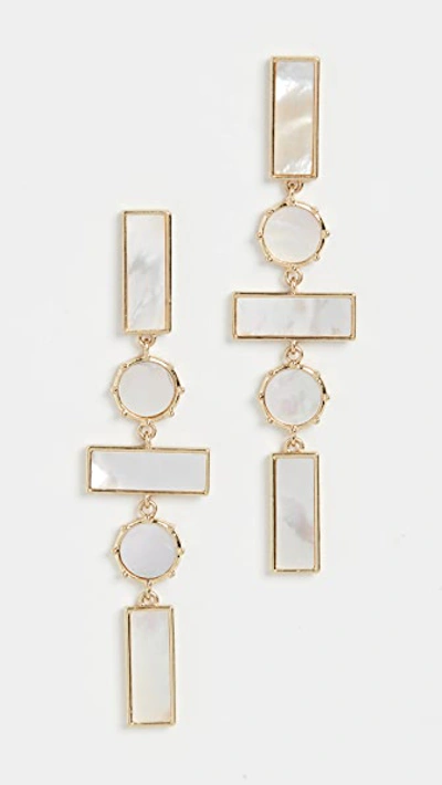 Luv Aj The Mother Of Pearl Mosaic Drop Earrings In Gold