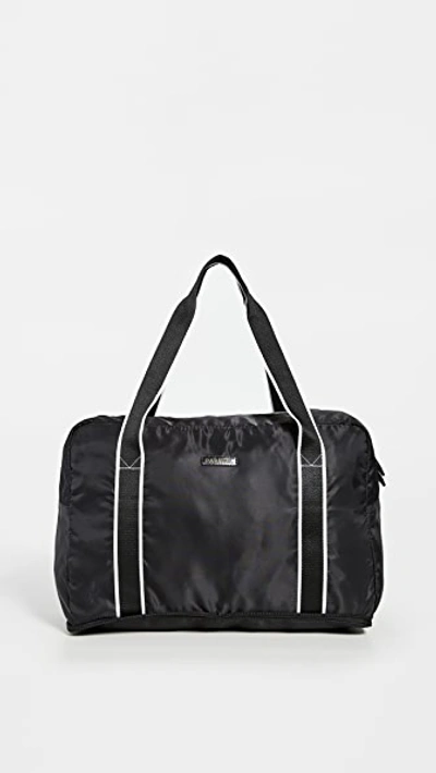 Paravel Fold-up Leather And Grosgrain-trimmed Shell Weekend Bag In Black