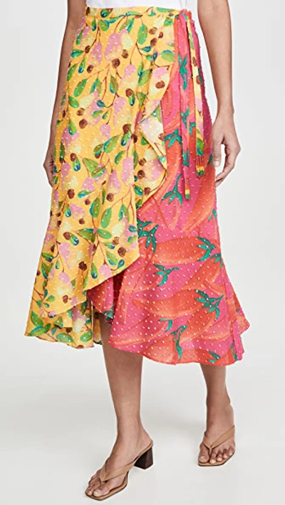 Farm Rio Garden Mix Wrap Skirt In Multi