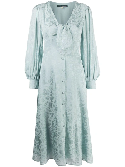 Alexa Chung Floral Icy Blue V-neck Dress