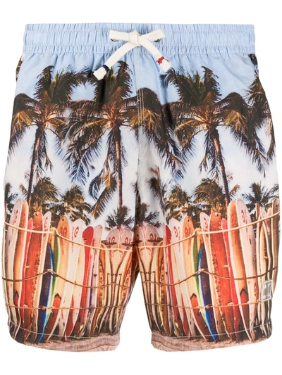 Altea Photographic-print Swim Shorts In Blue