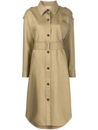 Alexander Wang Button Down Belted Trench Coat In Neutrals