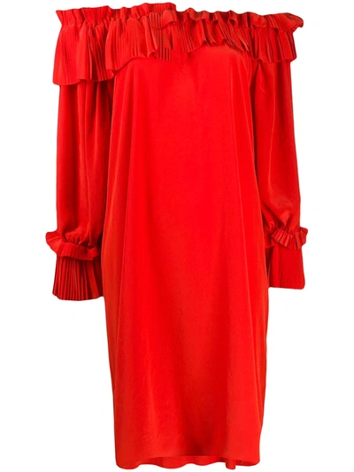P.a.r.o.s.h Pleated Trim Midi Dress In Red
