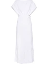 Miu Miu Sleeveless Wrap Linen Dress In White
