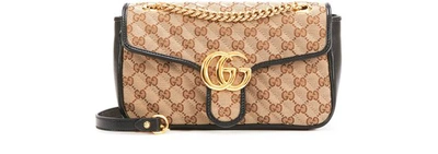 Gucci Gg Marmont Crossbody Bag In Beige Ebony Nero