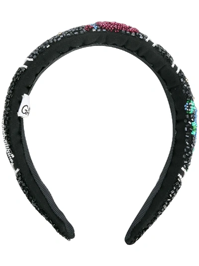 Ganni Beaded Chunky Headband In Black