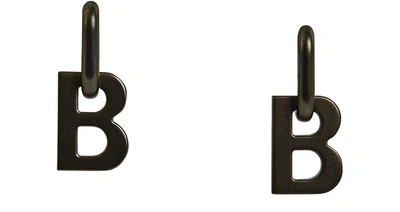 Balenciaga B Chain Xl Earrings In Dark Ruthenium Waxed