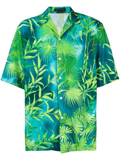 Versace Jungle Print Short Sleeves Shirt In Multicolor