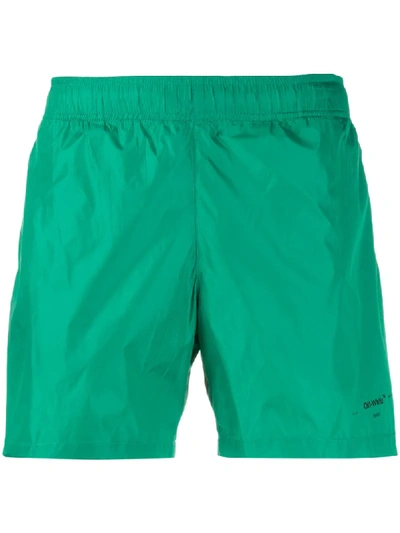 Off-white Logo Swim Shorts In Green