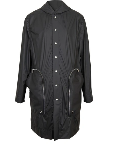 Rick Owens Hooded Coat In Black