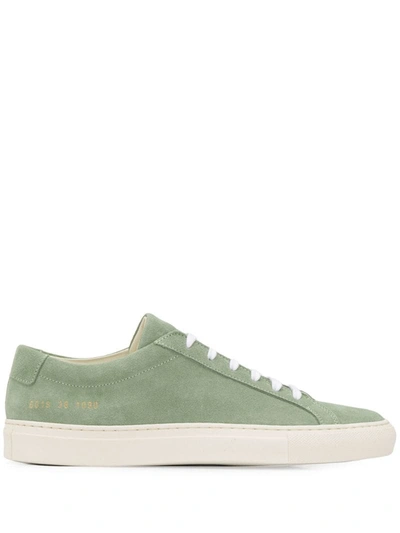 Common Projects Original Achilles Low Suede Contrast Sole In Green