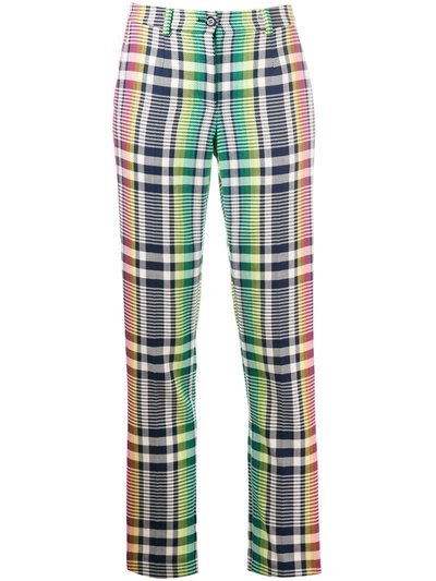 Talbot Runhof High-waisted Check Trousers In Blue