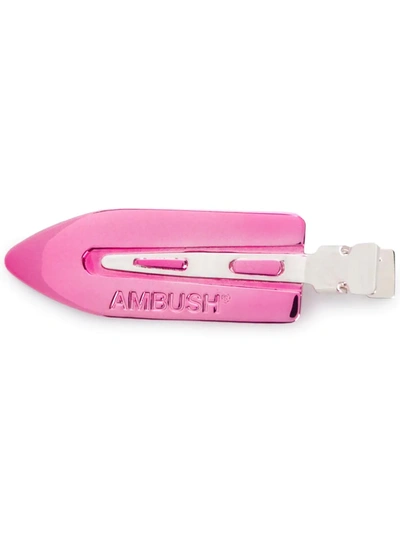 Ambush Logo Embossed Hair Clip In Pink