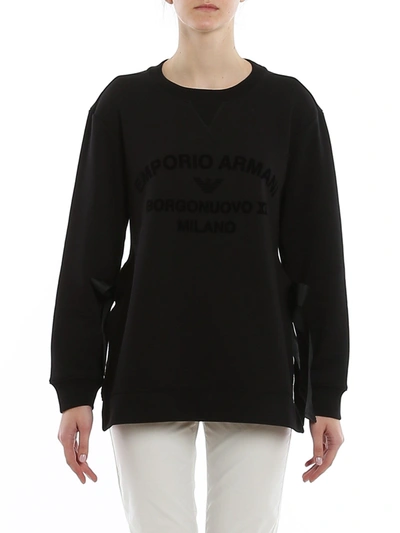 Emporio Armani Logo Print Side Tie Sweatshirt In Black