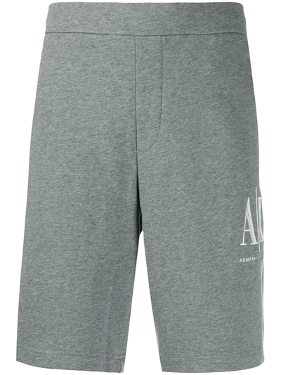 Armani Exchange Logo-embroidered Track Shorts In Grey