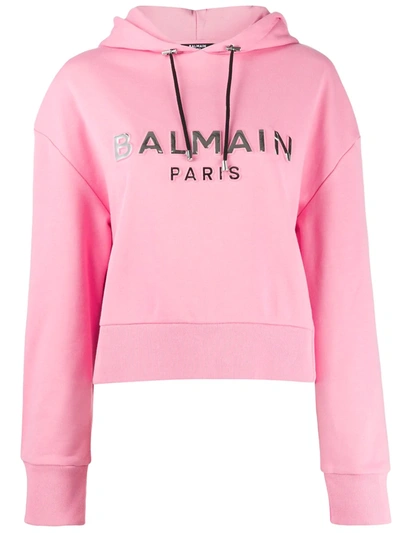 Balmain Pink Logo Cotton-jersey Sweatshirt