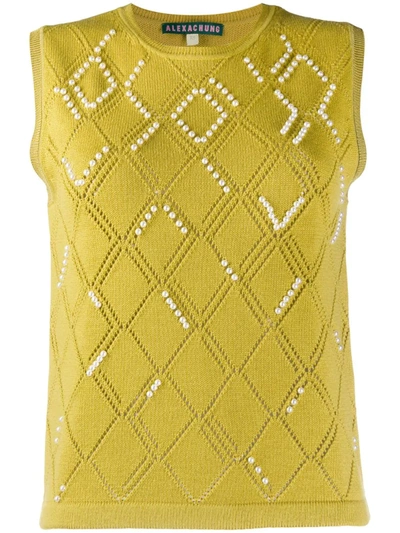 Alexa Chung Knitted Tank Top In Green