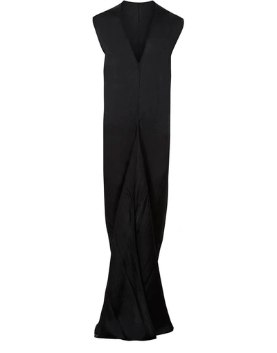 Rick Owens V-neck Long Dress In Black