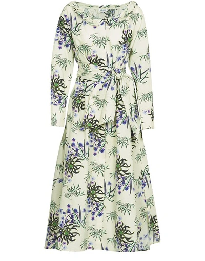 Kenzo Long Dress In Sea Lily Off White