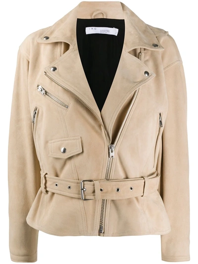 Iro Tigao Leather Jacket In Beige Suede In Brown