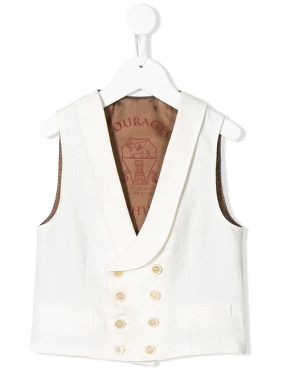 Brunello Cucinelli Kids' White Vest With Frontal Button Closure In Latte