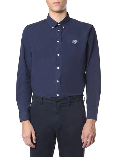 Kenzo Tiger Crest Casual Fit Shirt In Blue