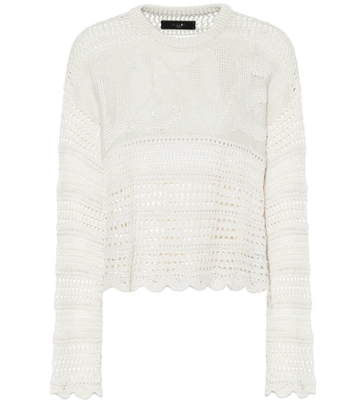 Amiri Love-intarsia Crochet Sweatshirt In White