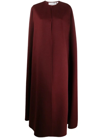 Valentino Long Cape Coat In Brown