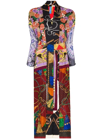 Rianna + Nina Vintage Patchwork Kimono Robe In Brown