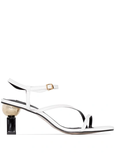 Yuul Yie White Sofia 70 Leather Sandals In Black