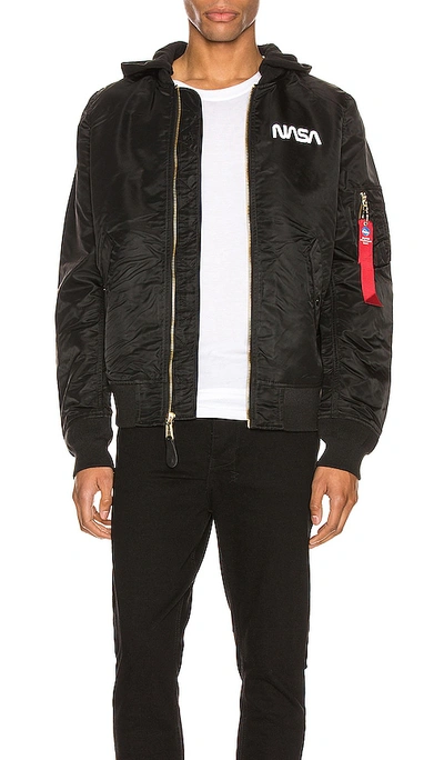 Alpha Industries L-2b Hooded Nasa Ii Jacket In Black