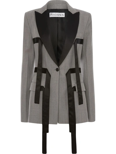 Jw Anderson Straps Tailored Jacket In Grey