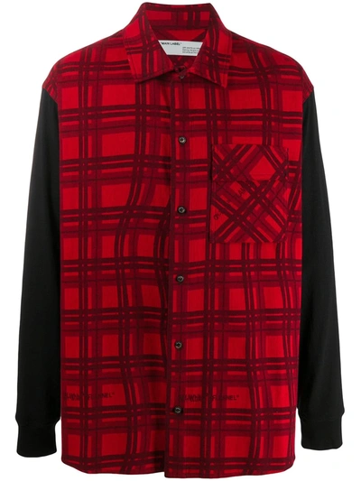Off-white Contrasting Sleeves Checkered Shirt In Red,black