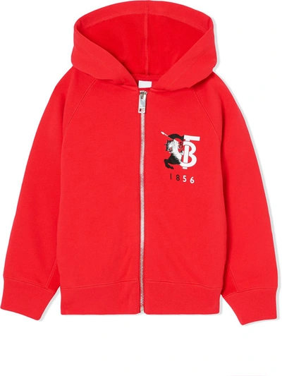 Burberry Babies' Henry Logo Graphic Cotton Hoodie In Red