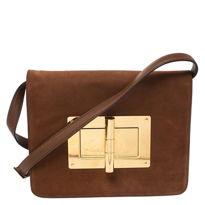 Pre-owned Tom Ford Tan Suede And Leather Medium Natalia Shoulder Bag